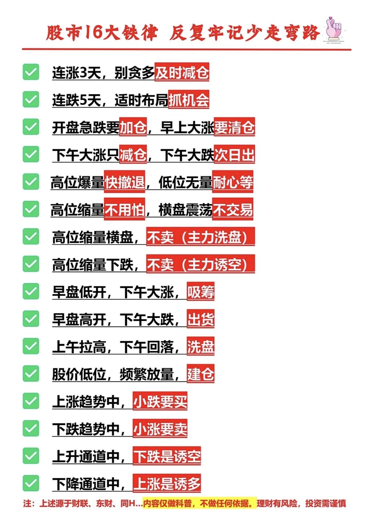 股市里的“16大铁律”。也就是那些避坑铁律太重要了。就像小区张哥，去年追Chat
