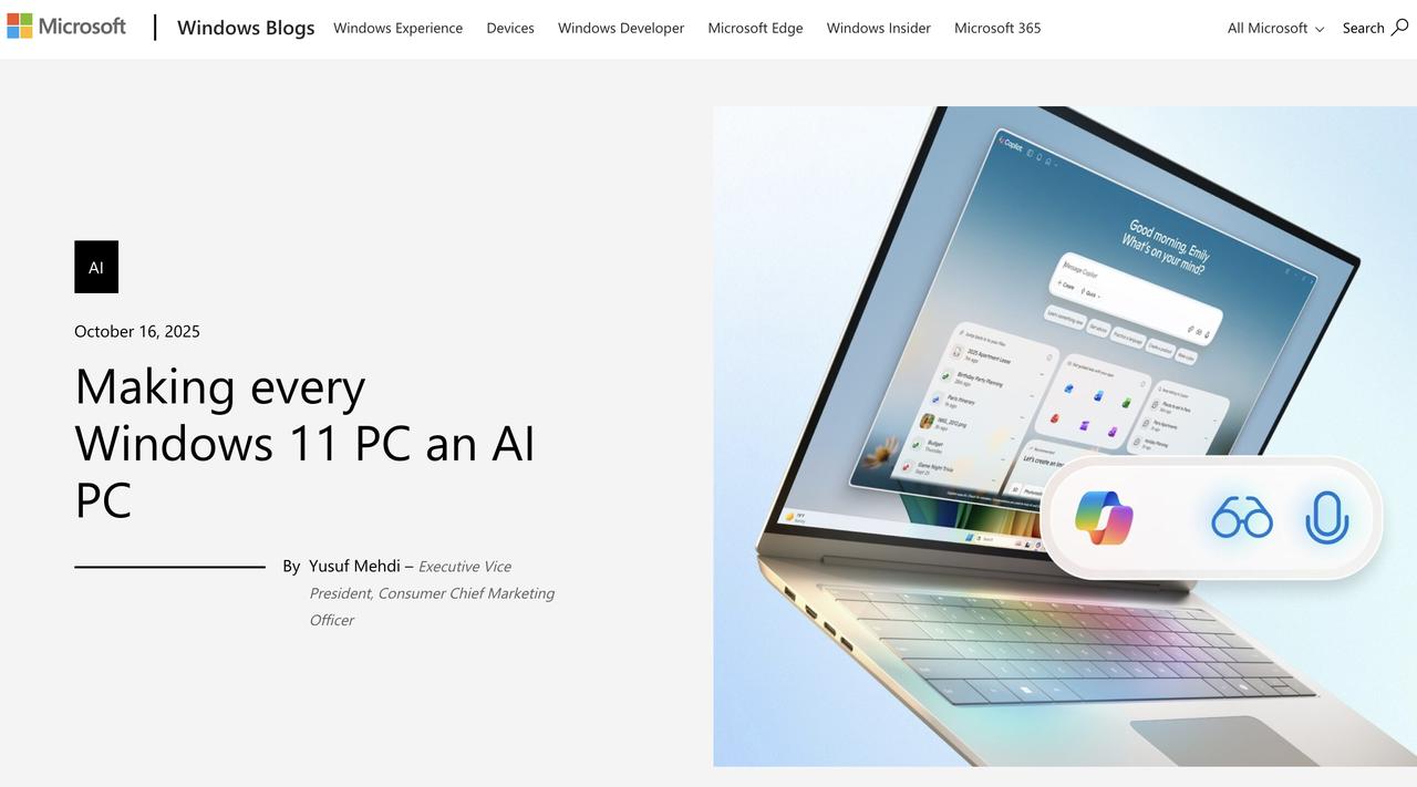 Windows11大更新：旧电脑也能变身AIPC！微软宣布，将通过系