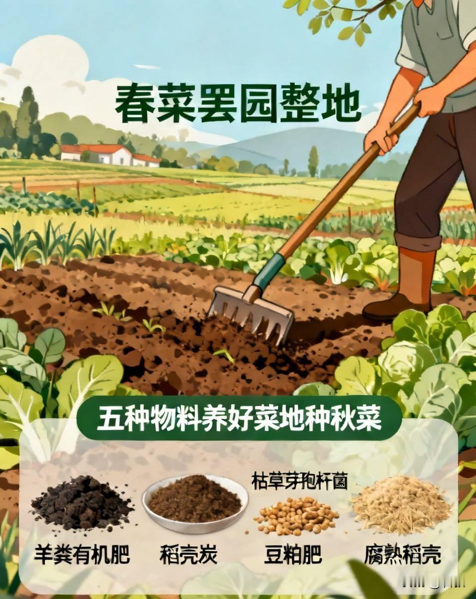 春菜罢园整地，五种物料养好菜地种秋菜西红柿这类春茬蔬菜慢慢罢园清地，眼下正