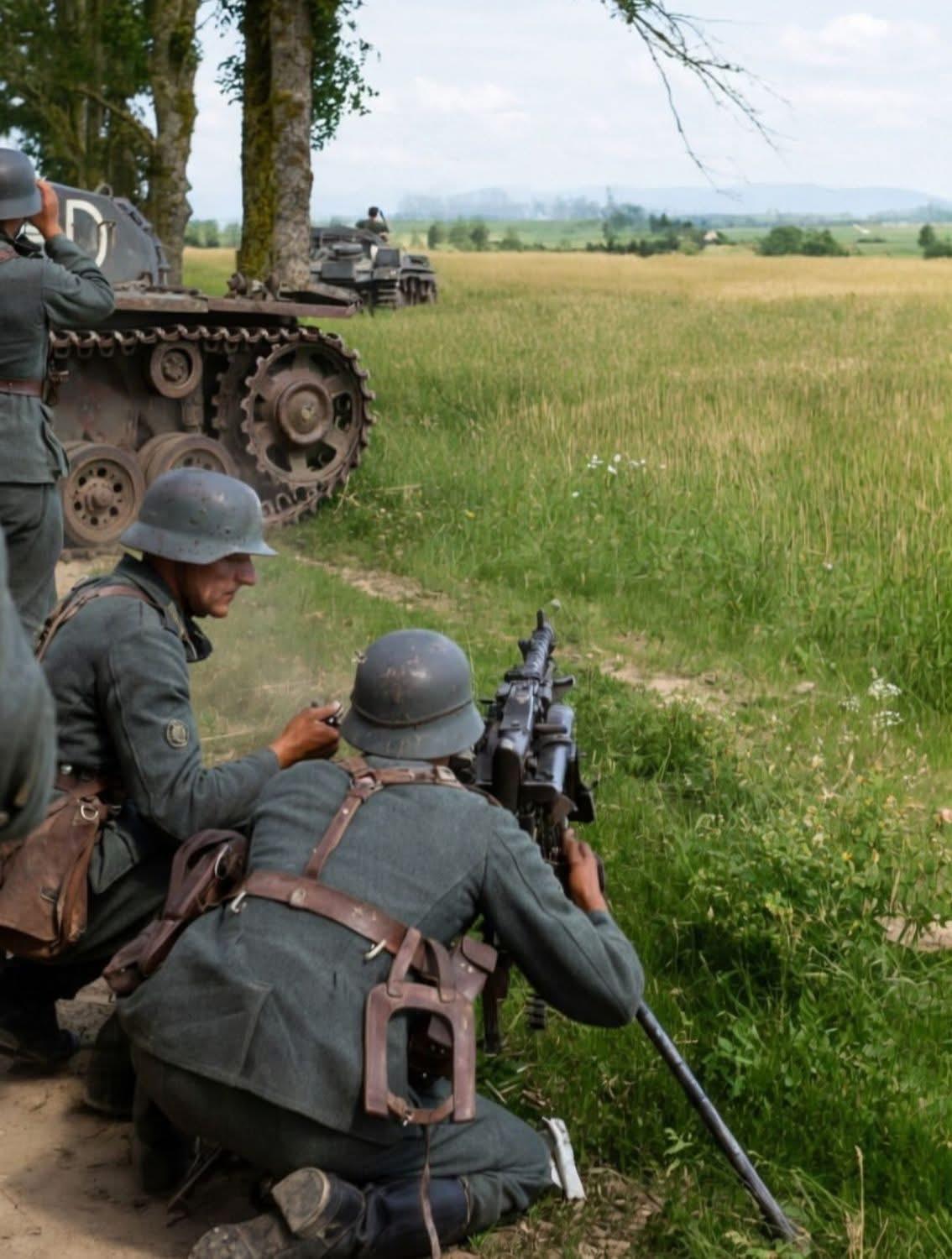 二战德军真是作战历史留影！大家认得出手持的枪械型号啊了？貌似只有一张图里士兵拿的