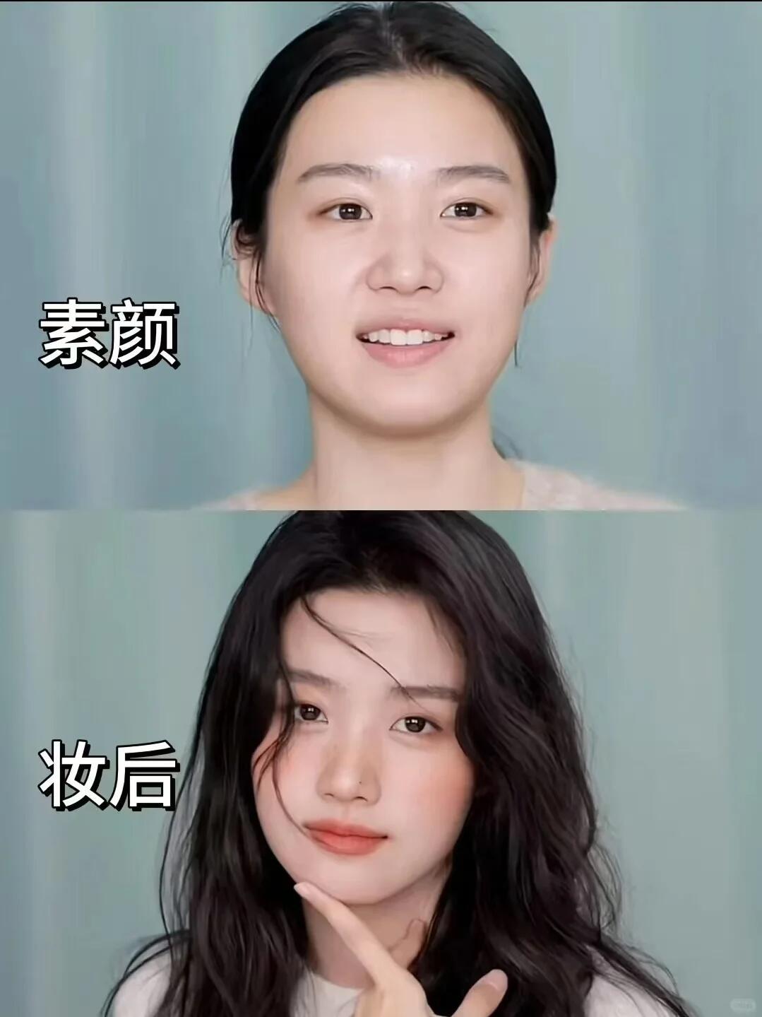 卢昱晓素颜和妆后对比，感觉她妆后特别好看，是自带氛围感的美。
