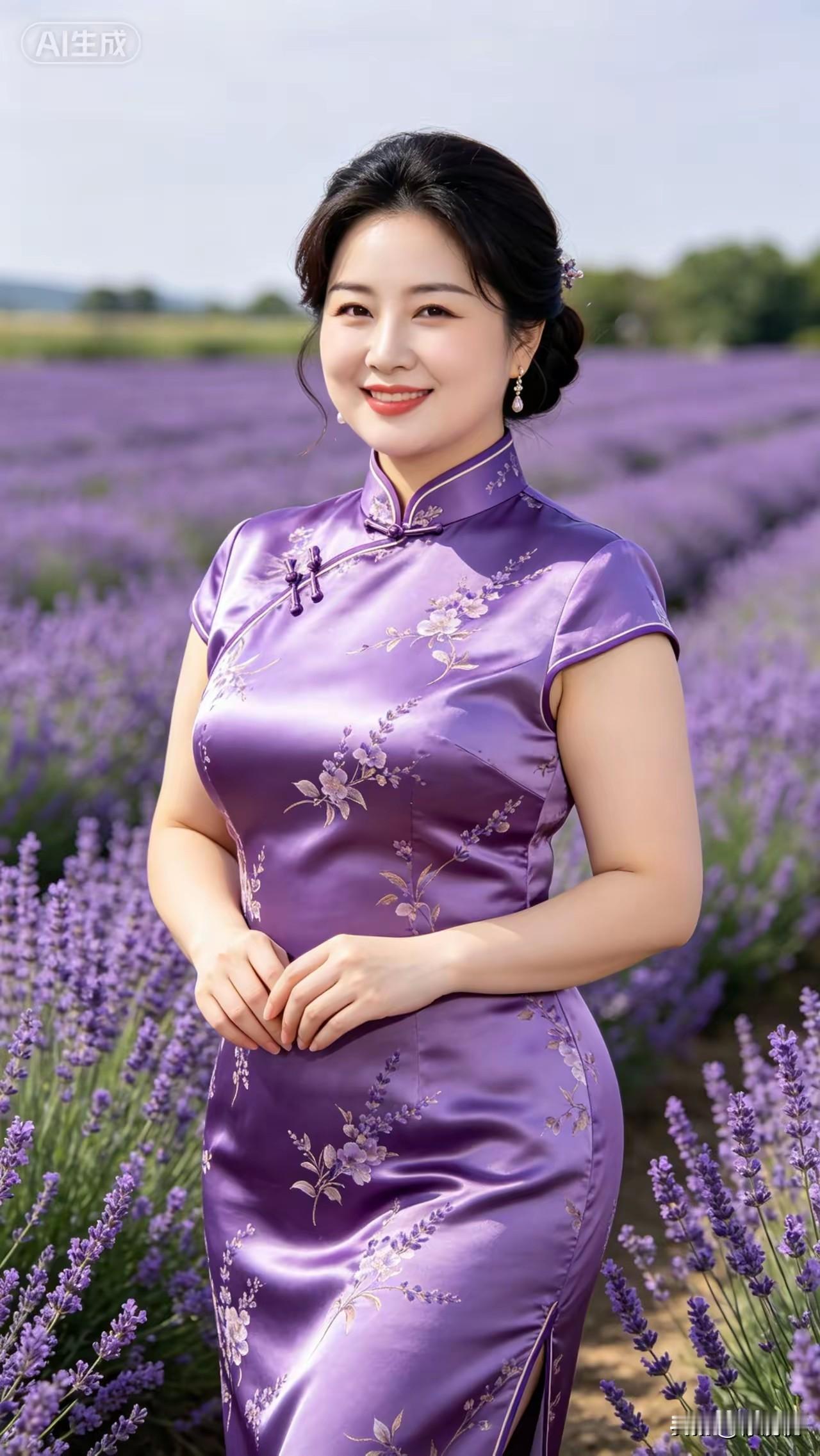 紫气东来，福气满满。中国旗袍，纹样丰富。开叉设计，自信满满。国风古韵，岁月