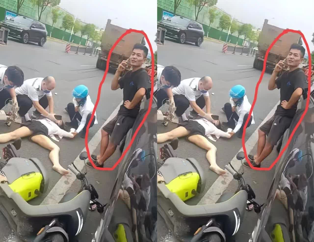 九江市恒盛科技园附近发生一起严重的车祸看了真让人心里发堵！后八轮