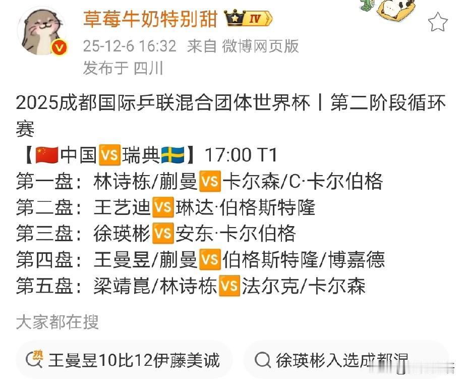 今晚莎莎和楚钦终于可以休息了。现在中国队已经锁定小组第一了，上午就看到大家说希