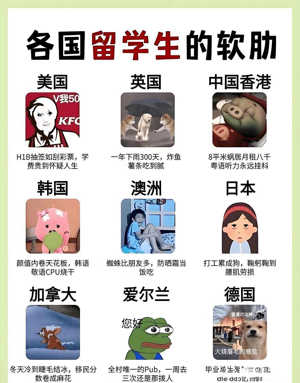 各国留学生的软肋