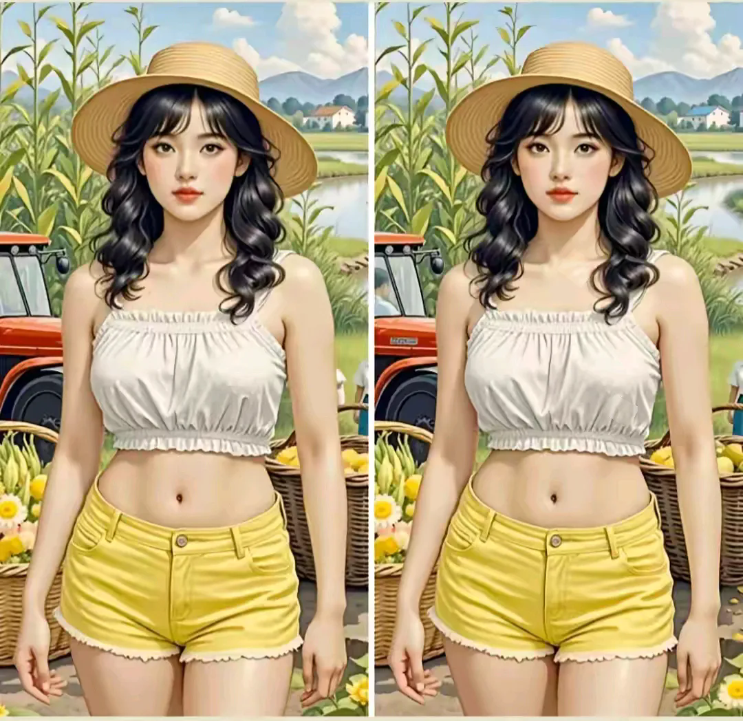 美女找不同，你能找到几处？找到6处及格找到8处良好找到10处优秀找到12