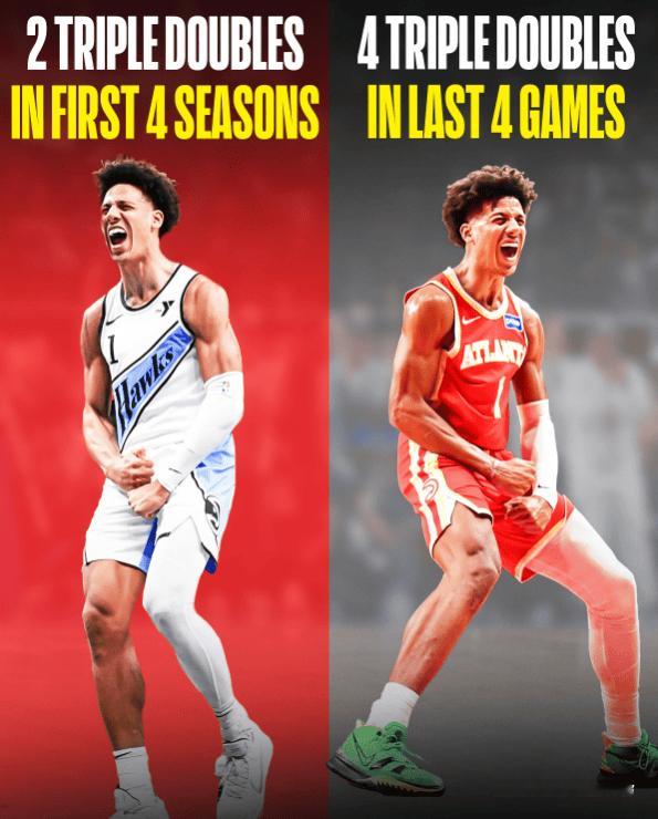 别人是裁掉大动脉，老鹰似乎又找到了一条新的大动脉？杰伦-约翰逊生涯一共拿到8次三