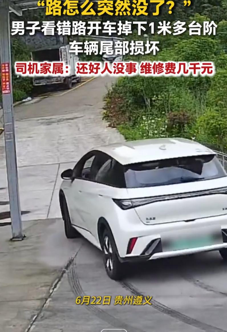 贵州遵义一则行车监控近日引发热议，当地一名男子正常驾车行驶，因路段路面配色统一、