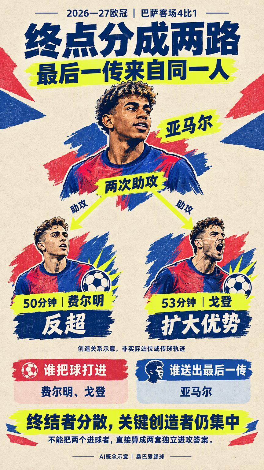 四人进球，不等于巴萨有四套独立的进攻答案【球队观察｜2026—27赛季欧冠联赛阶