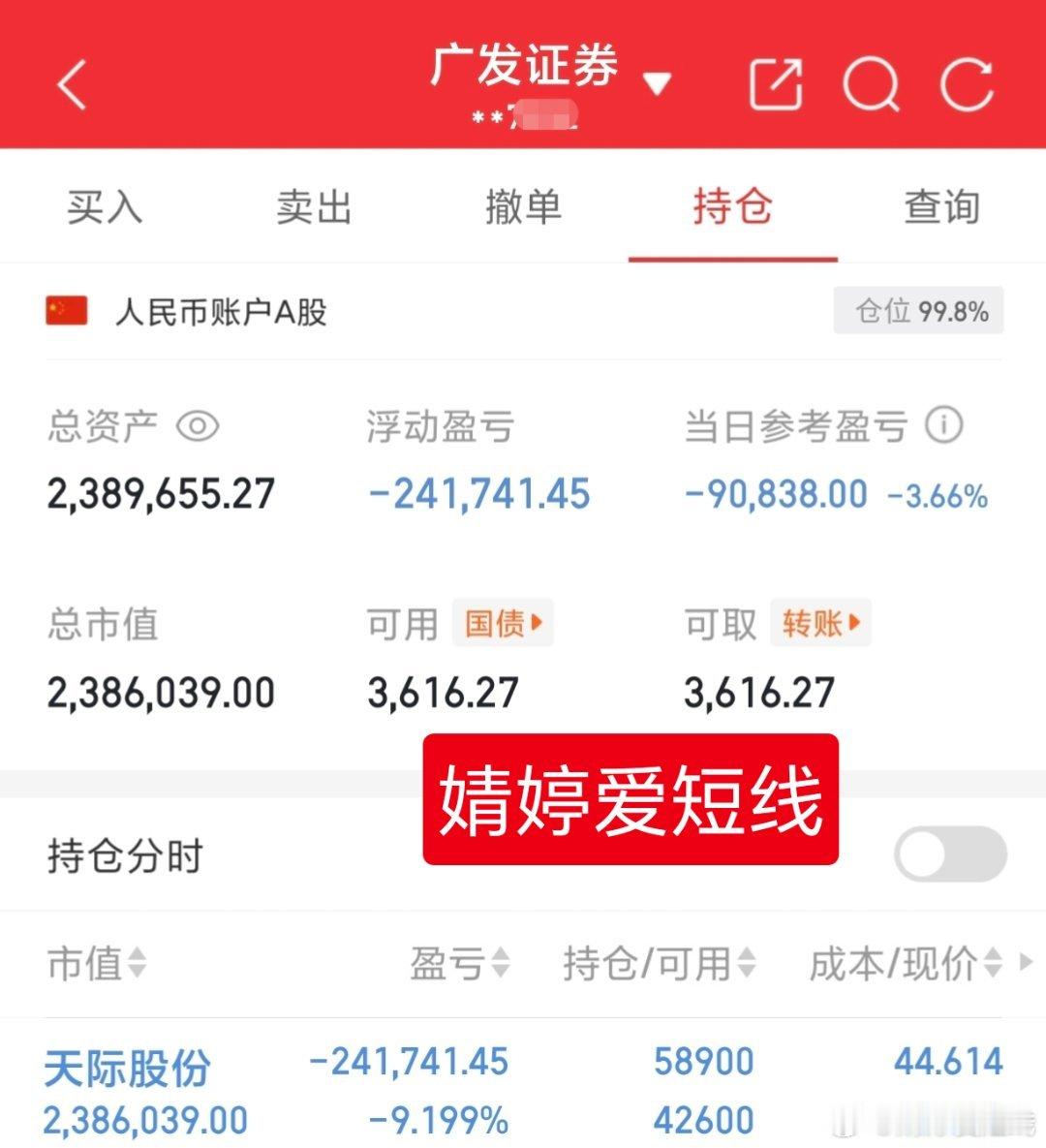 刚补仓了天际，今天的天际是由大盘带动板块导致的下跌，目前跌4500家和昨天婧婷看