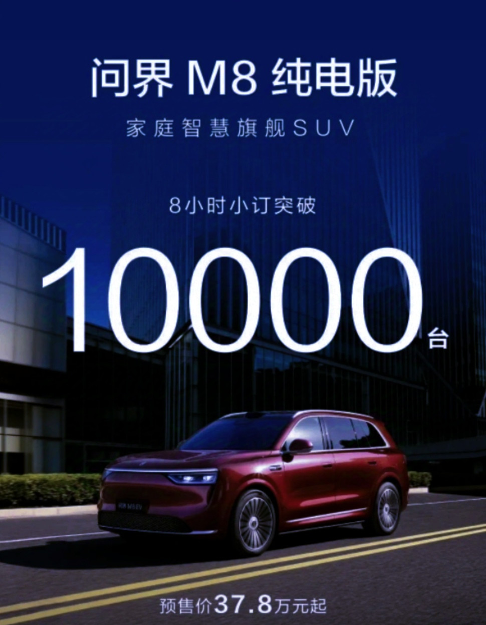 8小时突破10000台！问界M8纯电销量彻底失控，骂的越惨销量越高，BBA根本笑