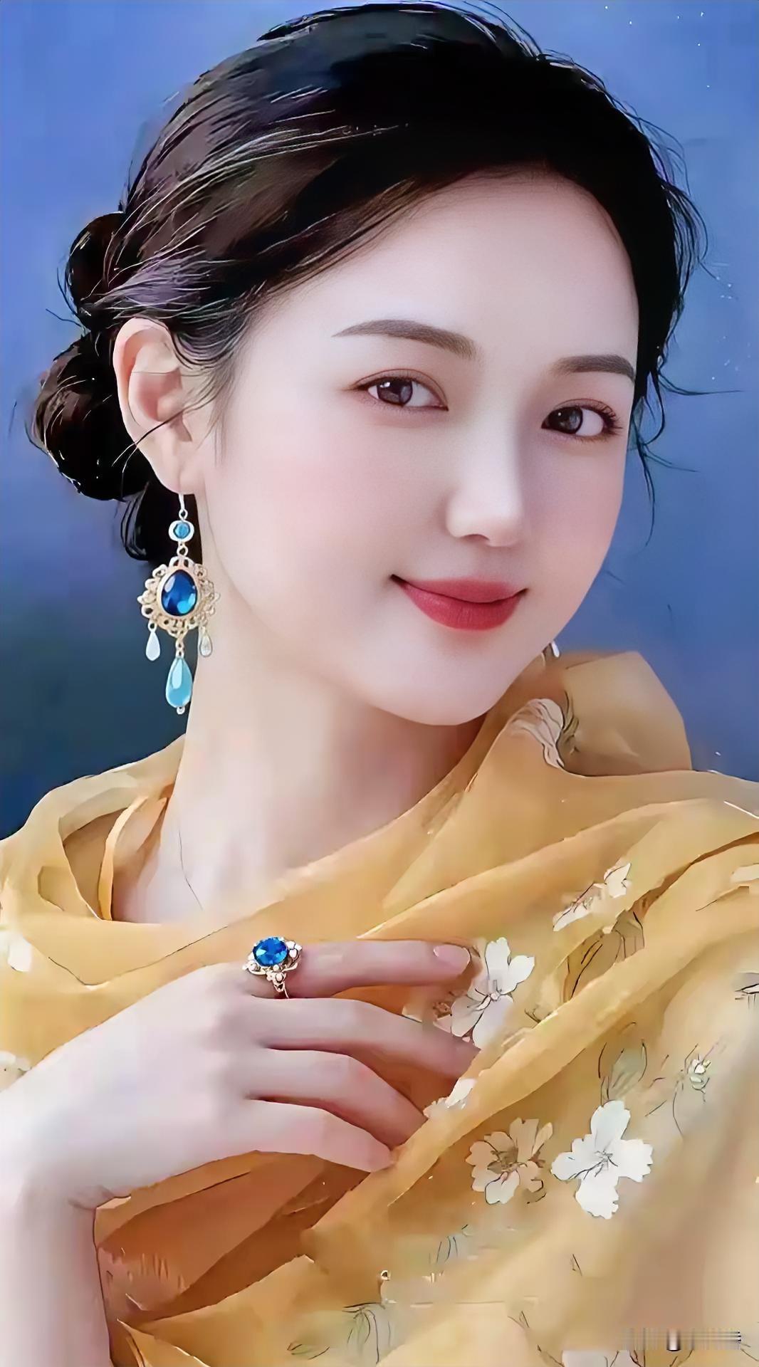 优雅气质，蓝宝石耳环与戒指，尽显高贵典雅