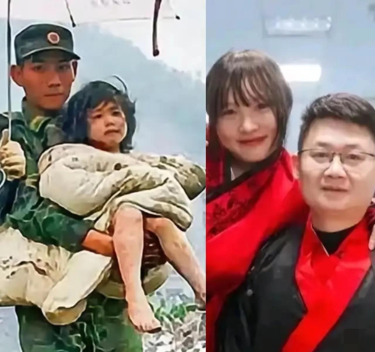 缘分天定的！汶川地震时，10岁的刘喜美被埋废墟72小时，奄奄一息之际解放军