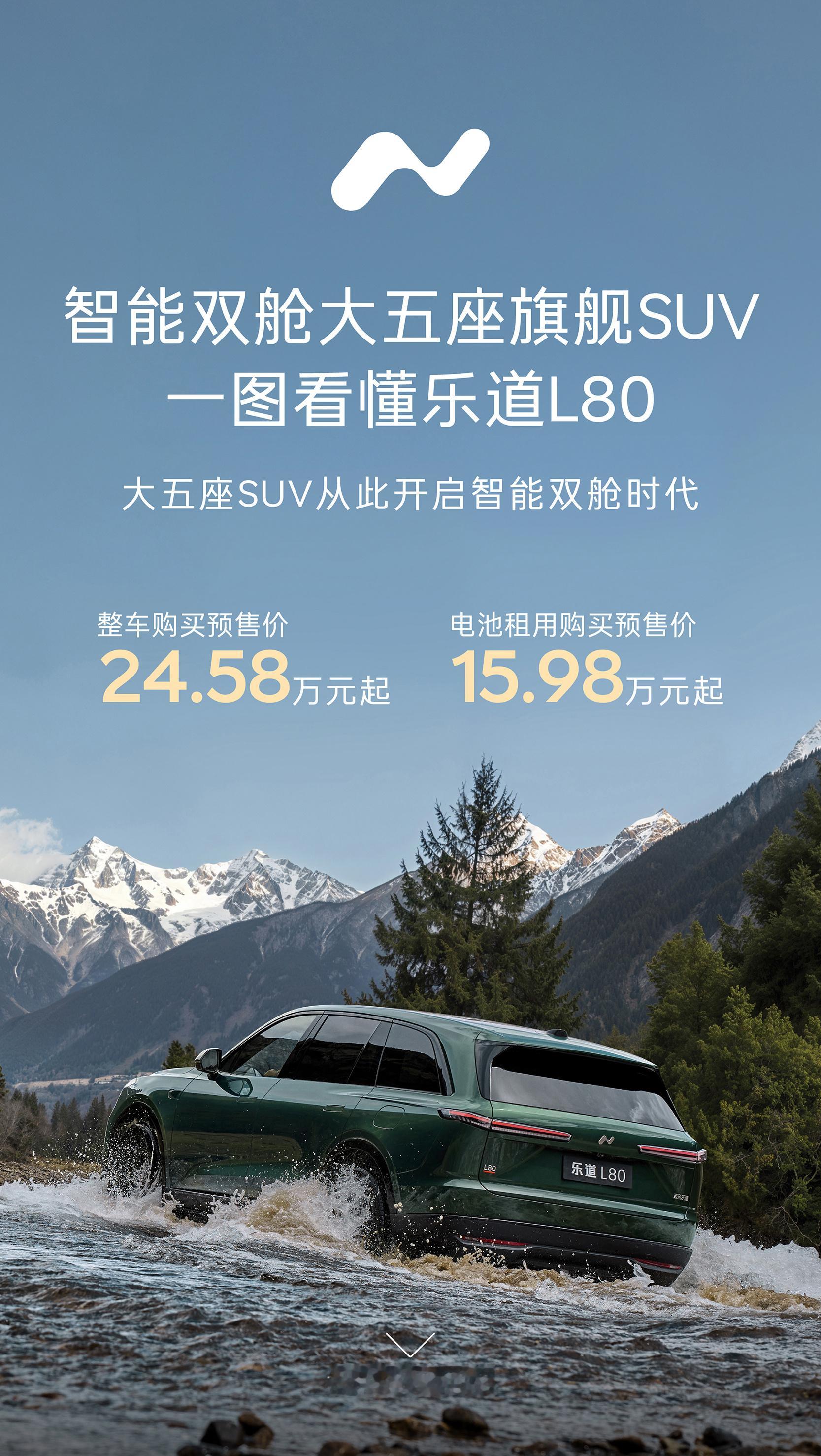 乐道L80预售价格来了，整车购买24.58万元起，BaaS电池租用方式购买15.