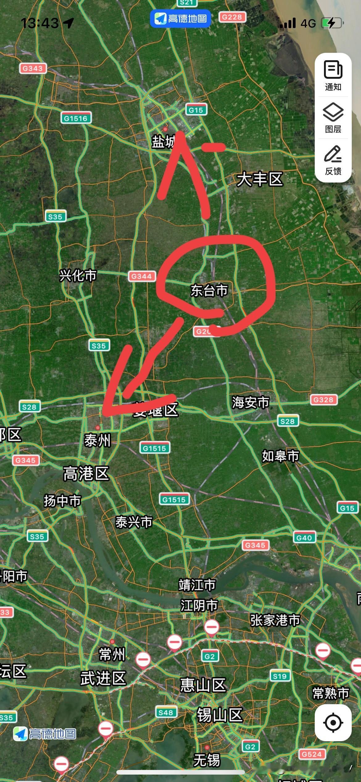 东台，从地图上看，东台市区比兴化市区还靠南。离泰州距离比到盐城近。50年代东台怎