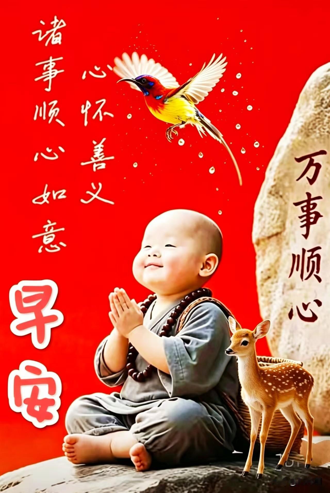 [比心]早安心语[比心]晓露沾衣润客袍，晨光破雾上林梢。檐前鹊语催新梦，陌
