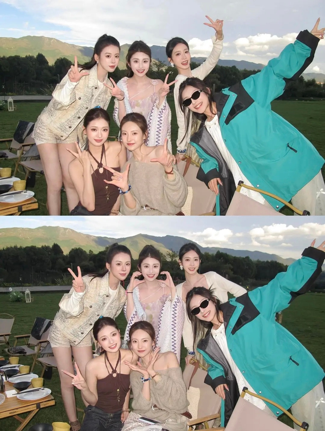 卢远穿着王乐晨的外套和女生们拍个照太突兀被网友审判了,说她破坏了一张氛围感合照,