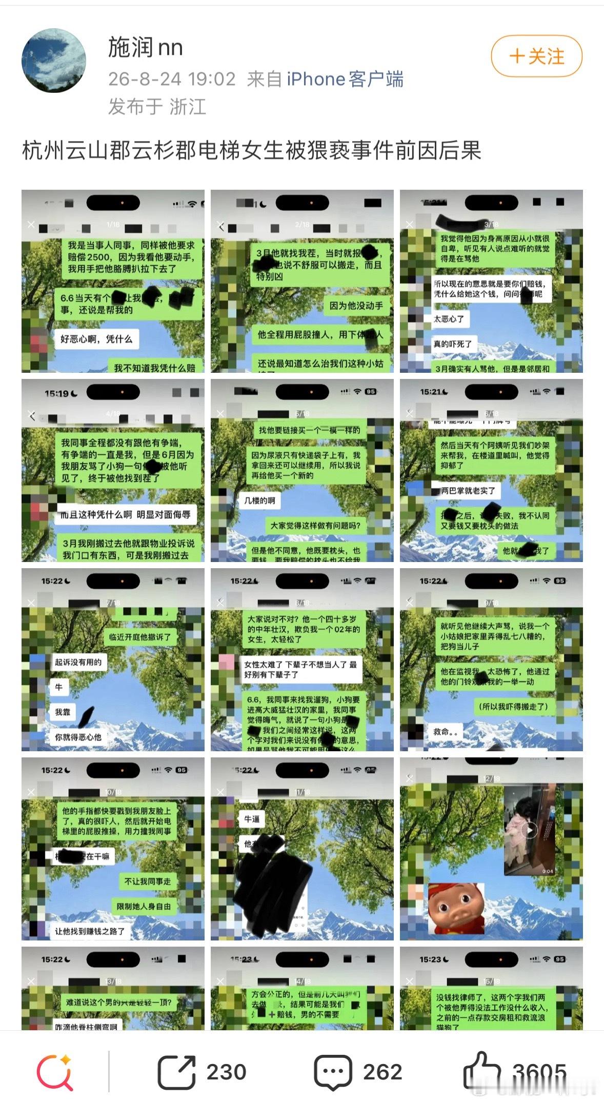杭州电梯纠纷虚构事实博同情真是被打败了，这人现在还在嘴硬，整了一堆聊天记录当证