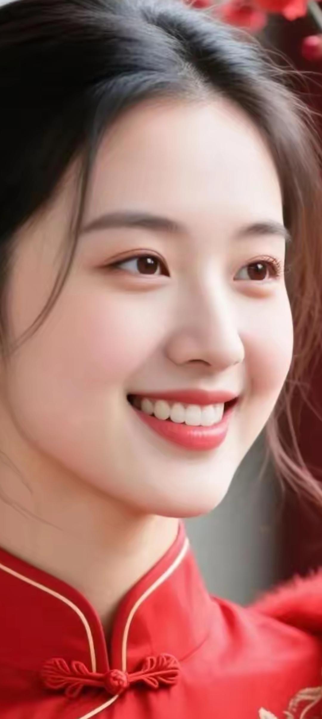 红衣少女，笑靥如花，古风韵味，惊艳时光。