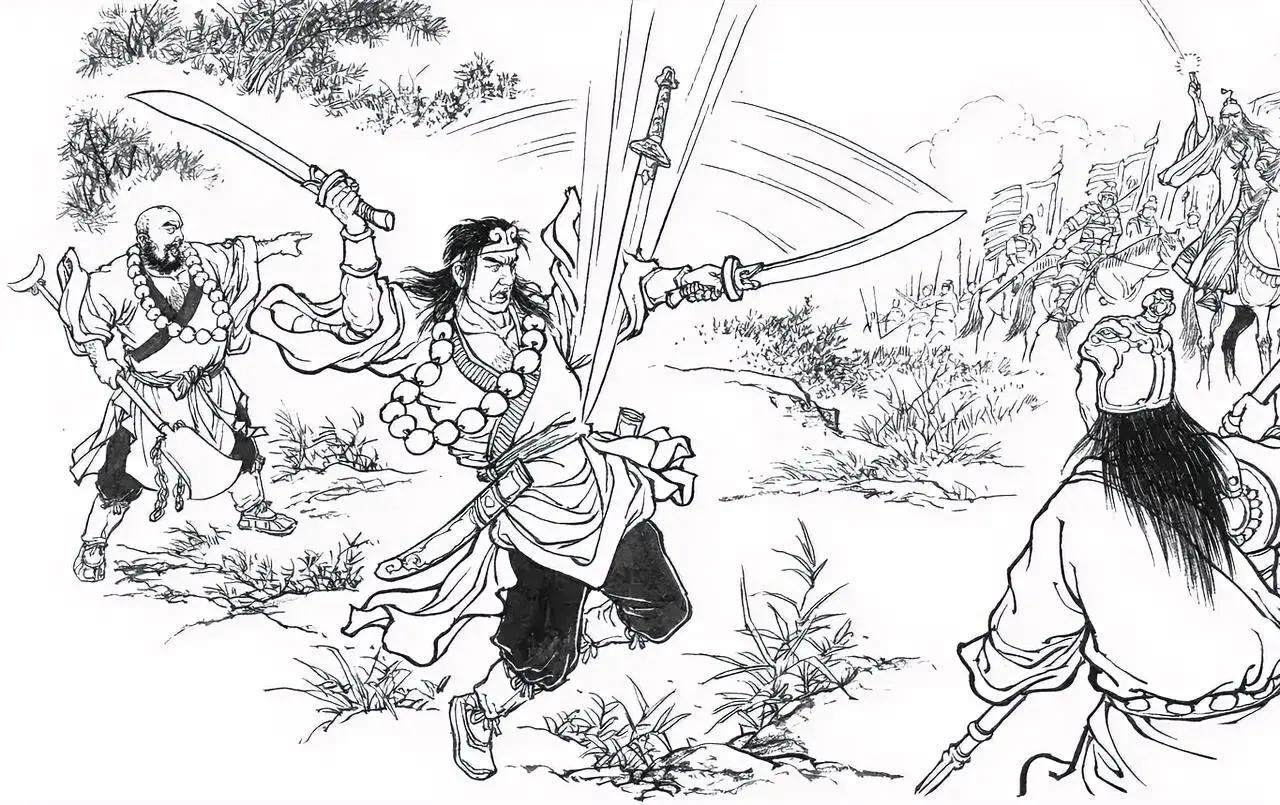 包道乙的飞剑从天而降，将武松左臂斩落。这是极令人心痛的时刻，一代打虎英雄，