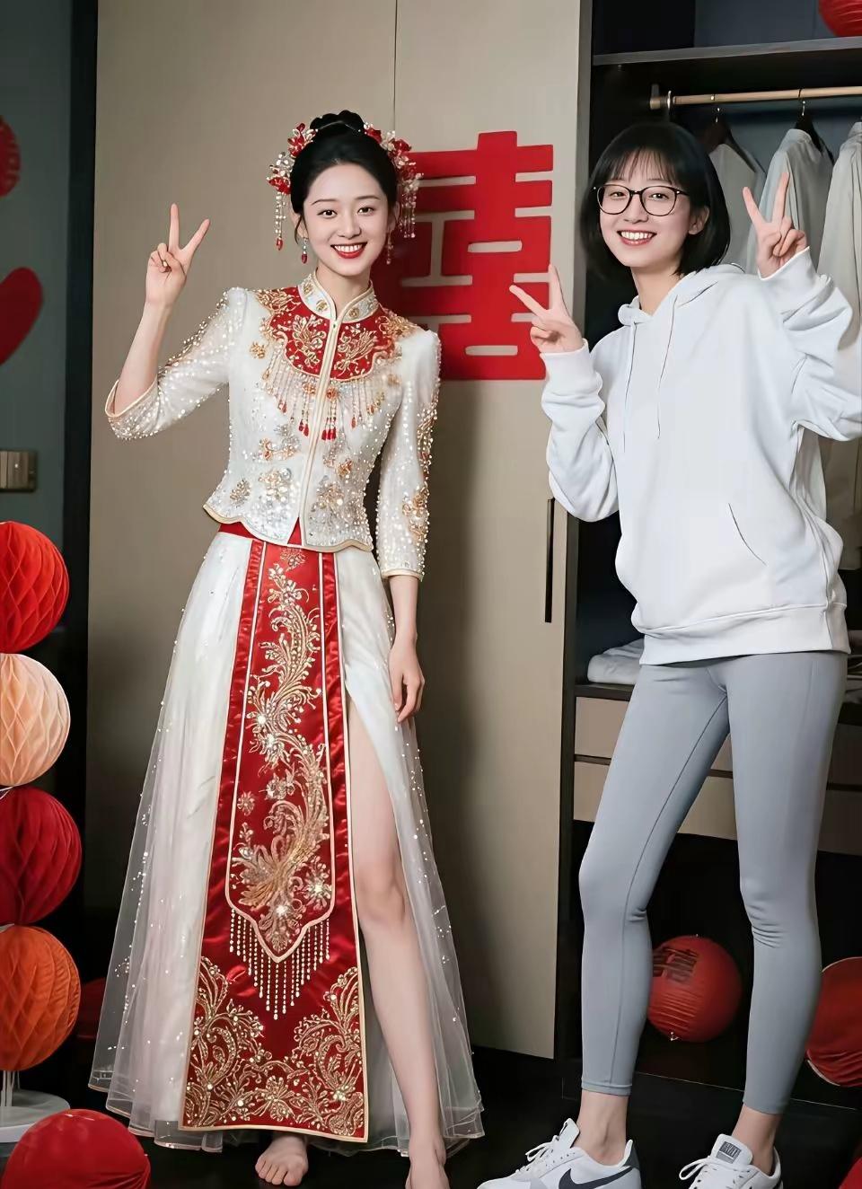 姐妹花🌸🌸🌸传统与现代的完美碰撞！