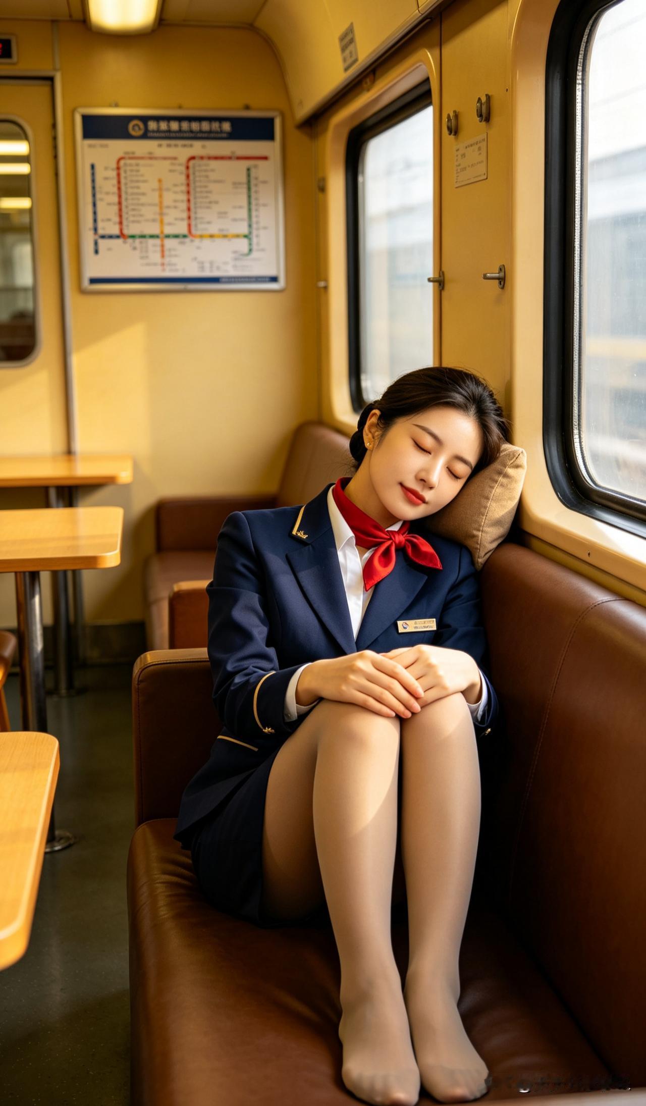ai宝妈是乘务员，他今天值班，在休息ai宝妈宝妈乘务员高铁乘务美女