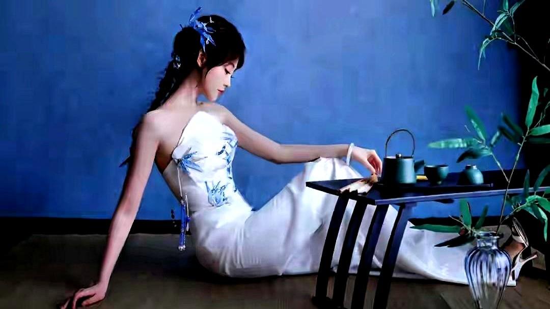 内娱古风审美，终于等到一个能打的了！祝绪丹这身竹叶纹长裙，简直绝了。裙子上的