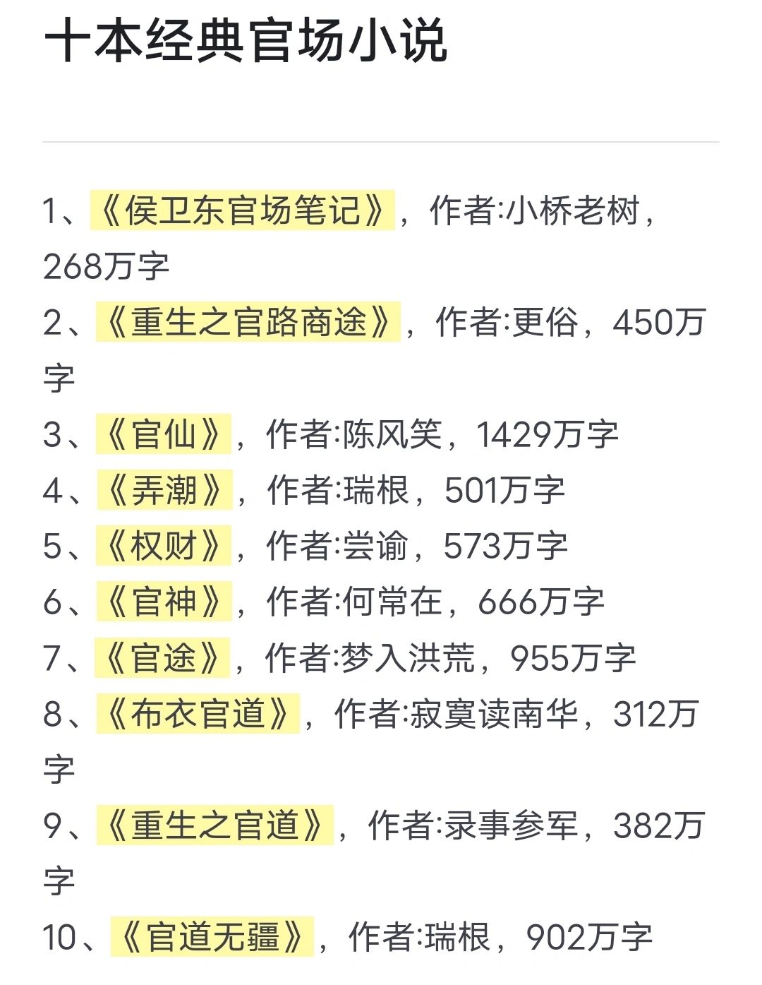推荐三十本好看的小说（灵异+恋爱+官场）