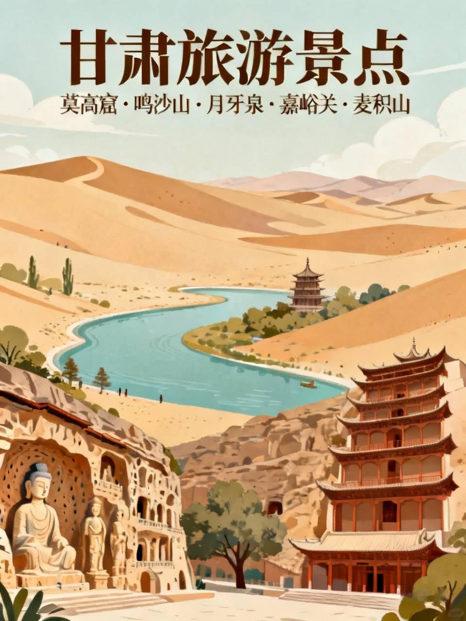 甘肃的景点真的是把西北的浪漫焊死了，6家5A景区直接凑齐了丝路、石窟、大漠、丹霞