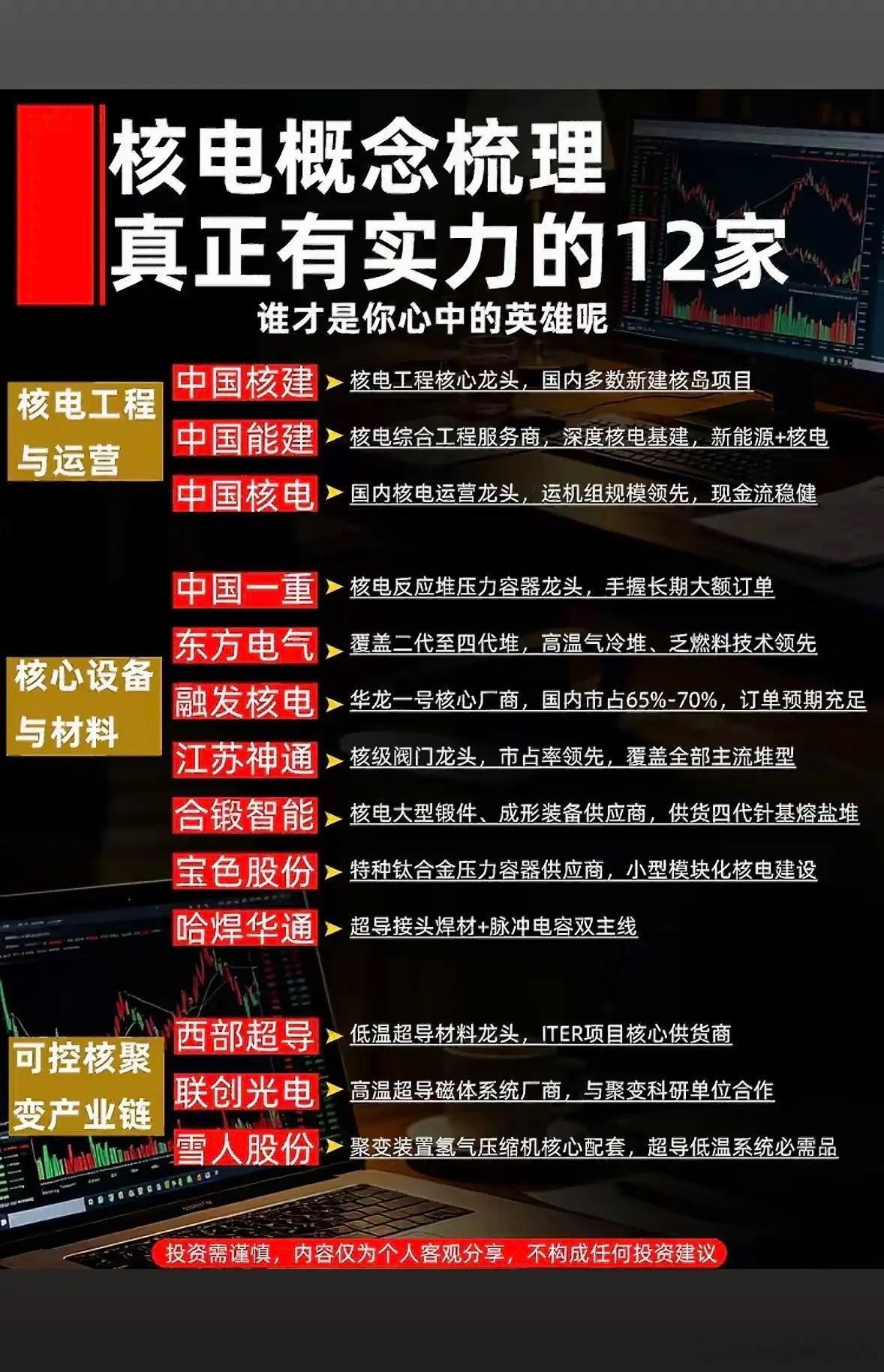 核电龙头大揭秘，12家实力派集结！谁是你心中的未来英雄？快来pick你心仪的宝藏