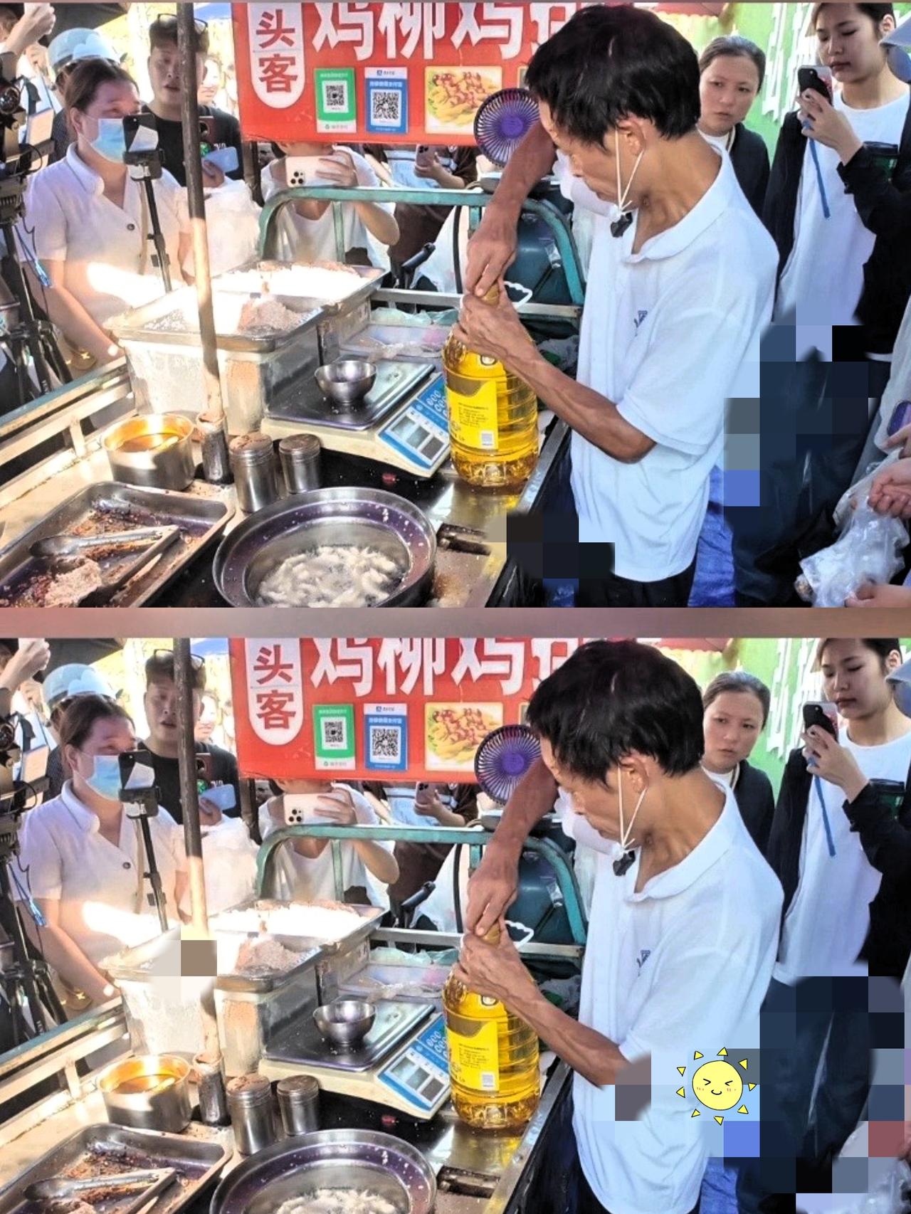 鸡排哥被网友扒出，用的竟然是10元1升的元宝大豆油，网友却盯着他开油桶的动作