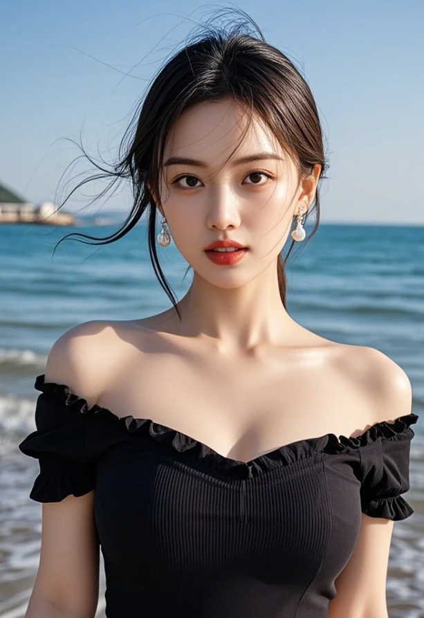 素衣淡妆难掩绝色，眉眼弯弯藏尽风情