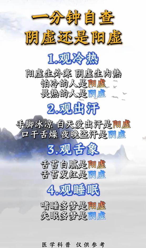 怕冷还是怕热？一分钟分清阴虚与阳虚