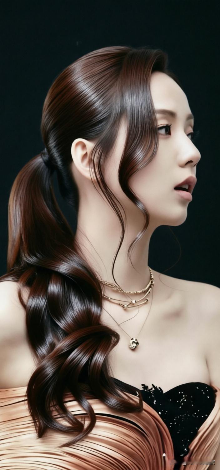 马尾辫美女（66）精致美女侧颜杀。她清冷与温婉并存，优雅中透着不容忽视的