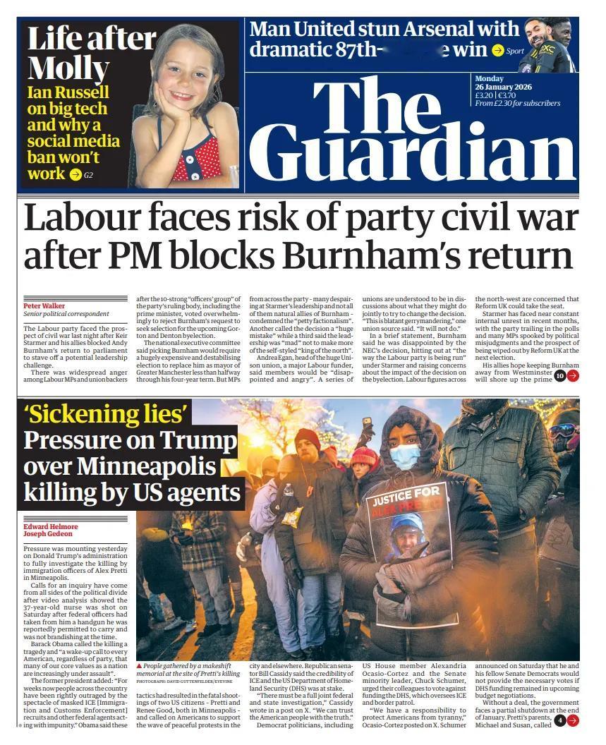 《卫报》报道，英国工党现在面临可能的“内战”，因为大曼彻斯特市长被包括基尔爵士在