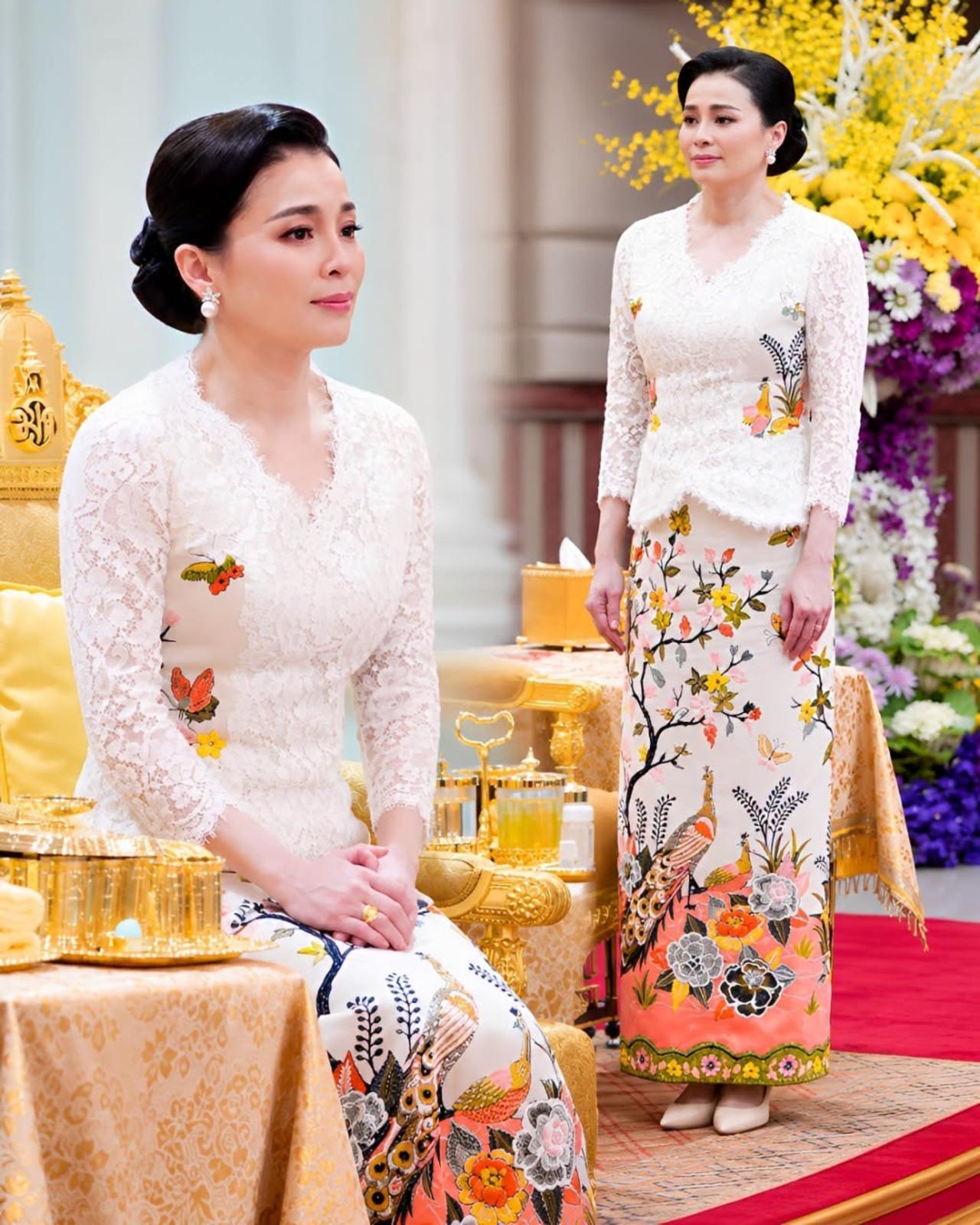 苏提达王后优雅大气，演绎蜡染珠绣华服 2023年，苏提达王后陪泰王前往北大年