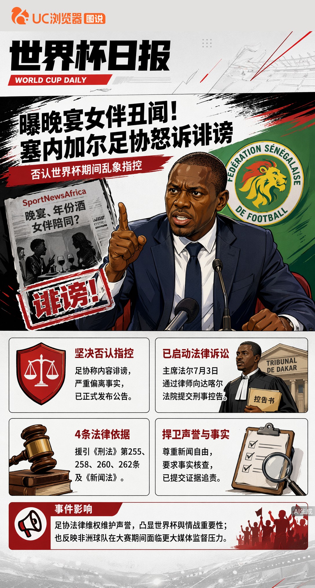 曝晚宴女伴丑闻！塞内加尔足协怒诉诽谤，世界杯乱象存疑