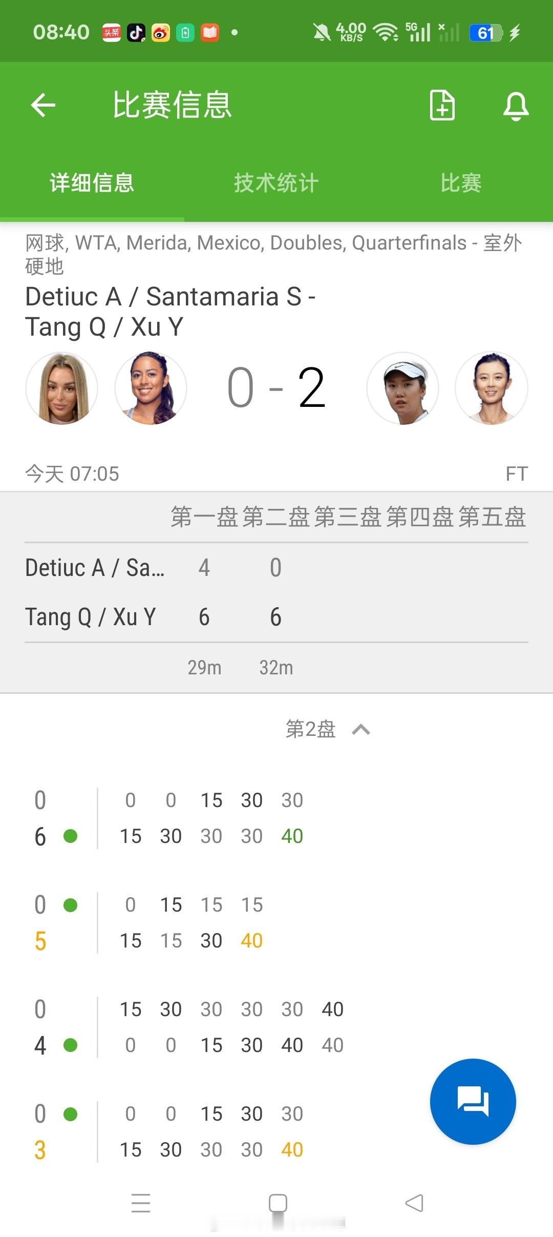 小花小草资讯小花小草资讯【🇲🇽梅里达WTA500】女双四分之一决赛🇨🇳