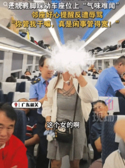 太恶心了！一女子在高铁上脱鞋，还把“溃烂脚”踩在座椅上，旁边乘客被臭的戴两层口罩