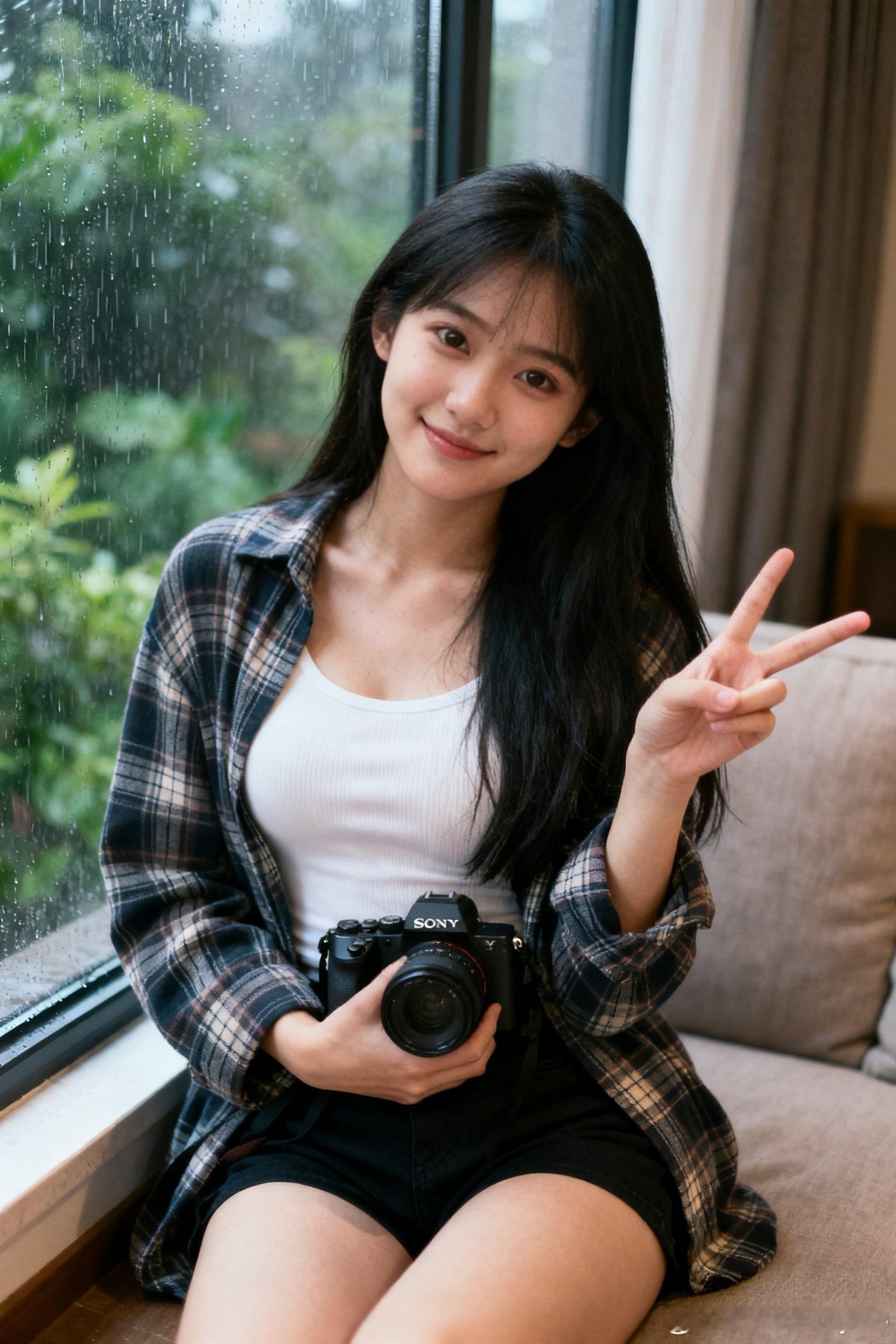 在相机里记录着我的相机少女📷下雨天也是慵懒的，适合呆在家聂小仙​​​