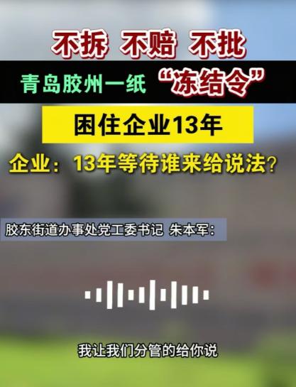 山东青岛，园区拆迁，因为补偿没谈拢，一纸冻结令困死龙头企业13年：比强拆更狠的，