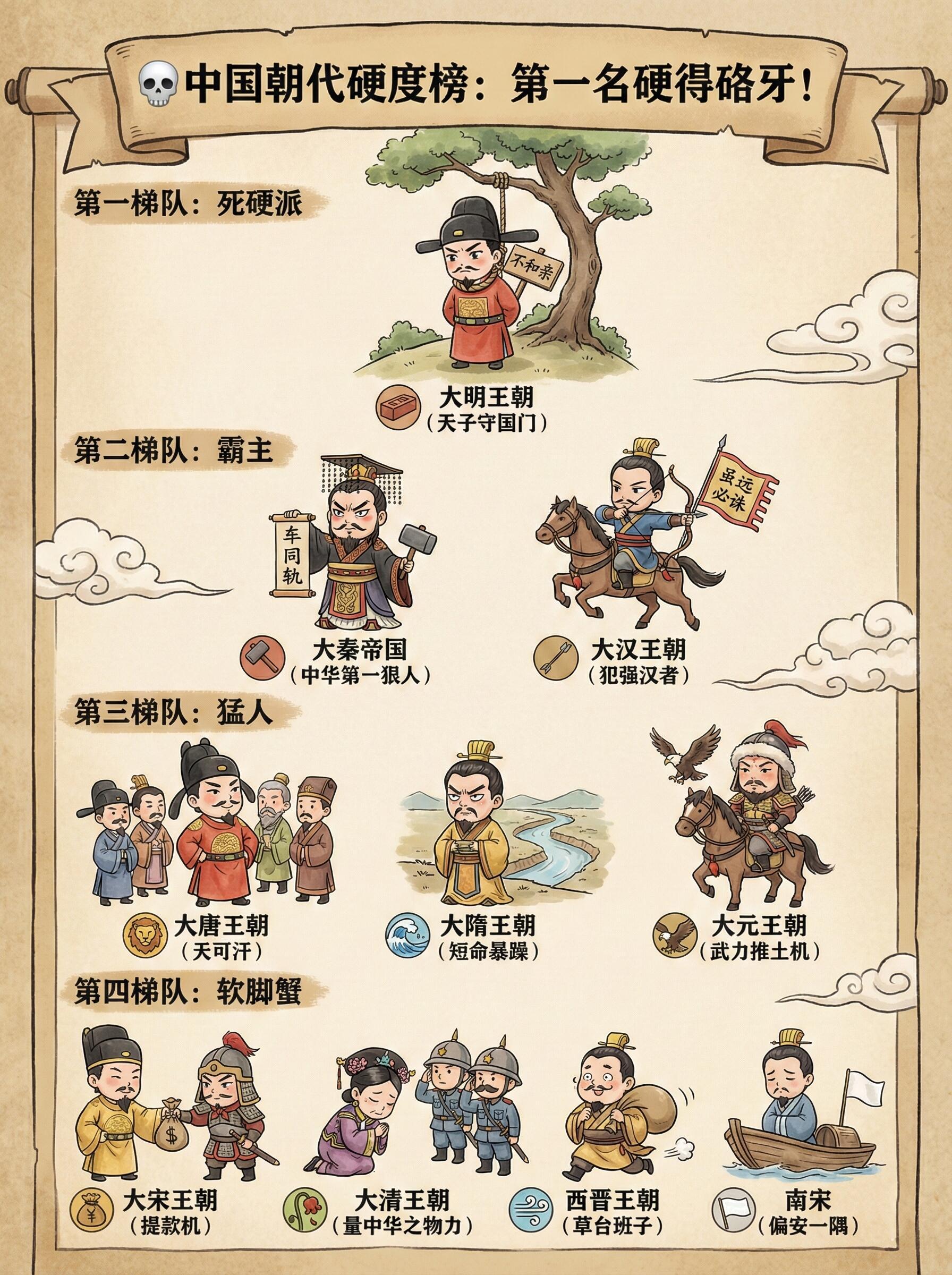 💀中国朝代硬度榜：第一名硬得硌牙！