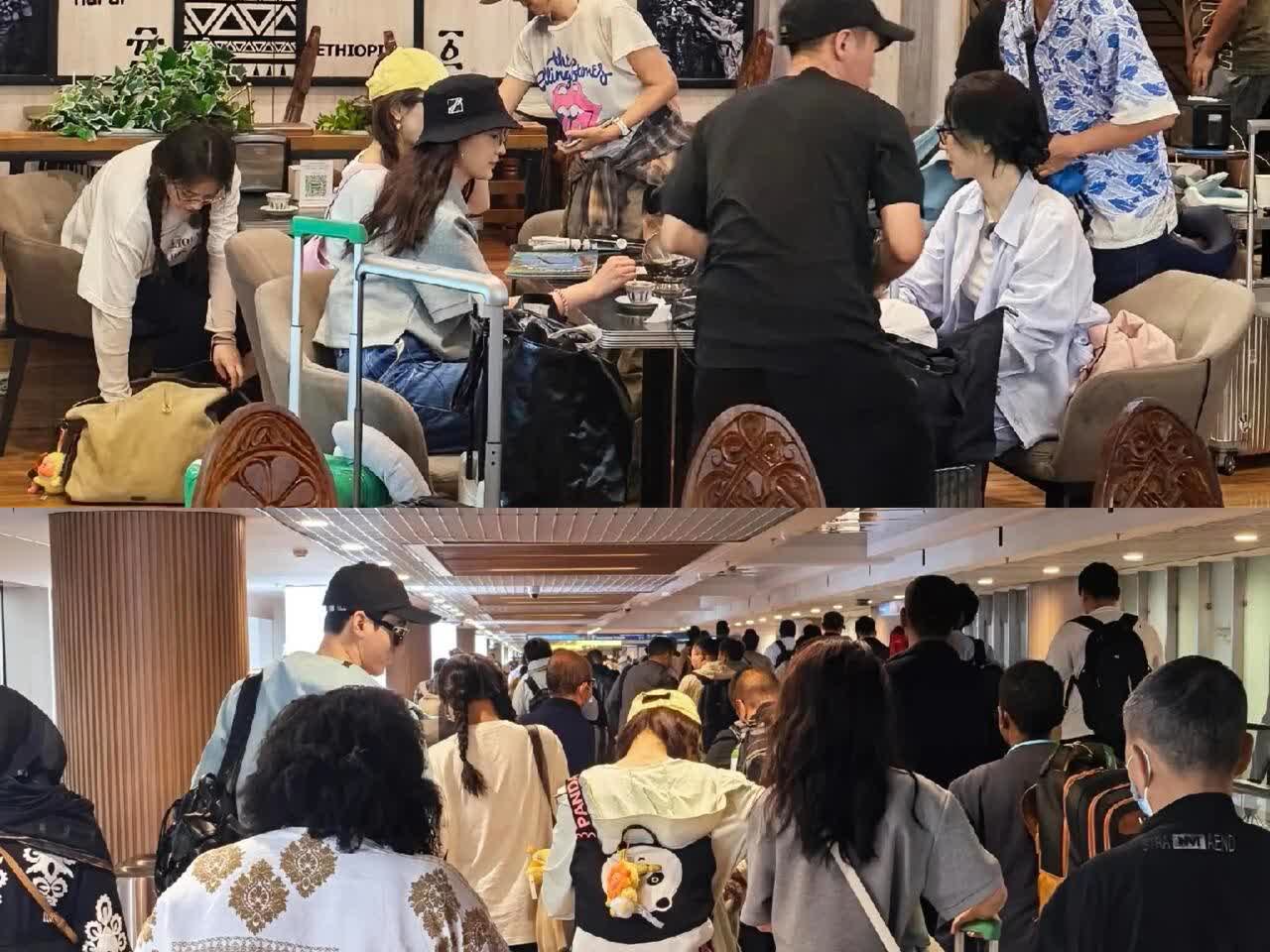 《花少》7国外转机！网友在机场遇到《花少》团，龚俊帅的太突出了吧，张晚意的衬衣也