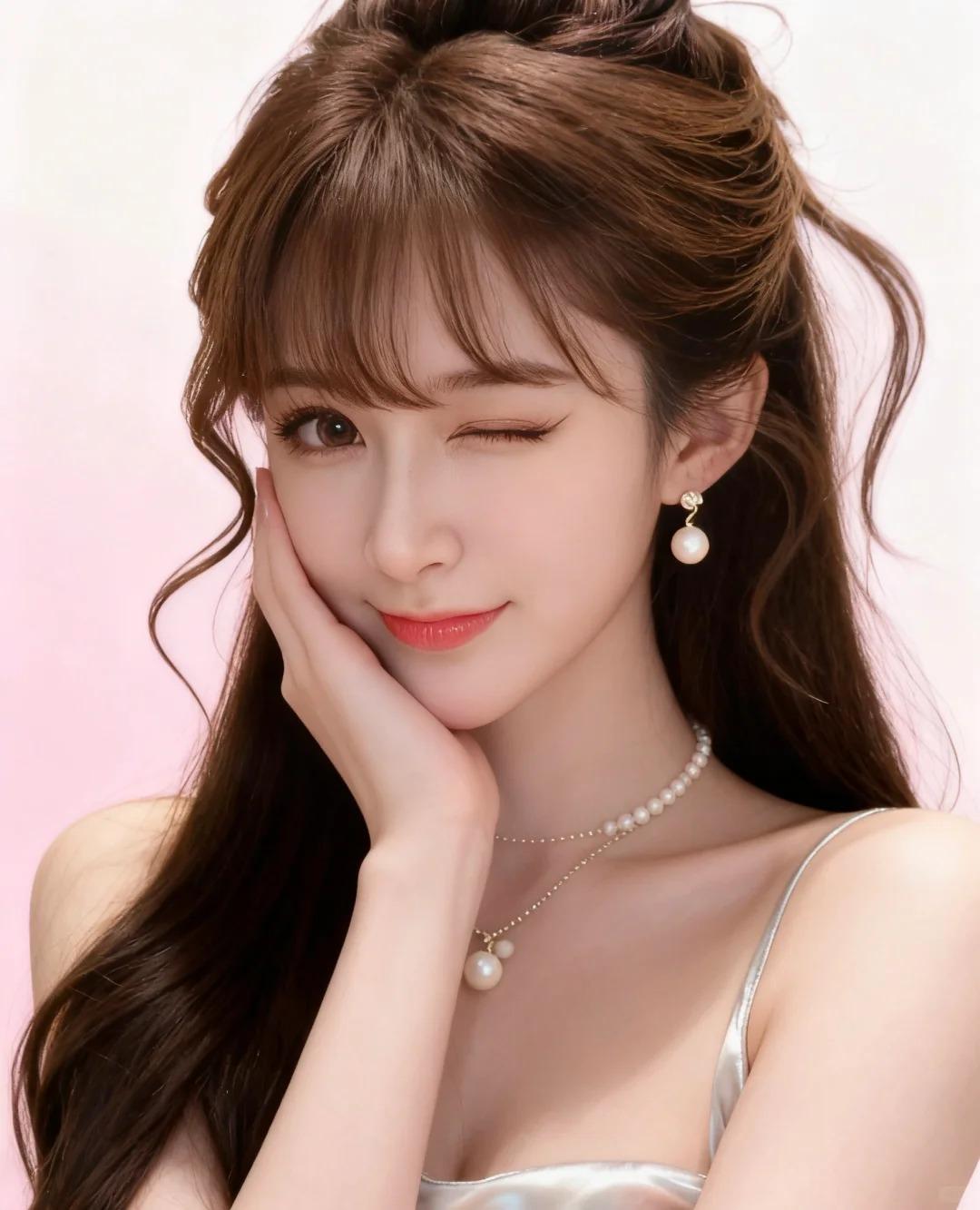 眉眼间都是明媚少女感的模特小姐姐，唇瓣开合间锚定“艳而不浮”的核心质感，肌理藏着