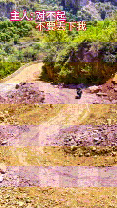 大排量摩托车上不去坡，主人也离它而去，emo了！主人是饿了吗？怎么还趴地上