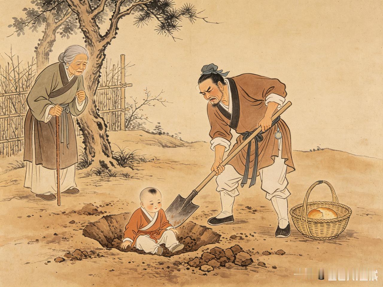 郭巨埋儿的故事流传甚广，但要说历史上到底有没有真的“埋”，答案恐怕是：未必有。
