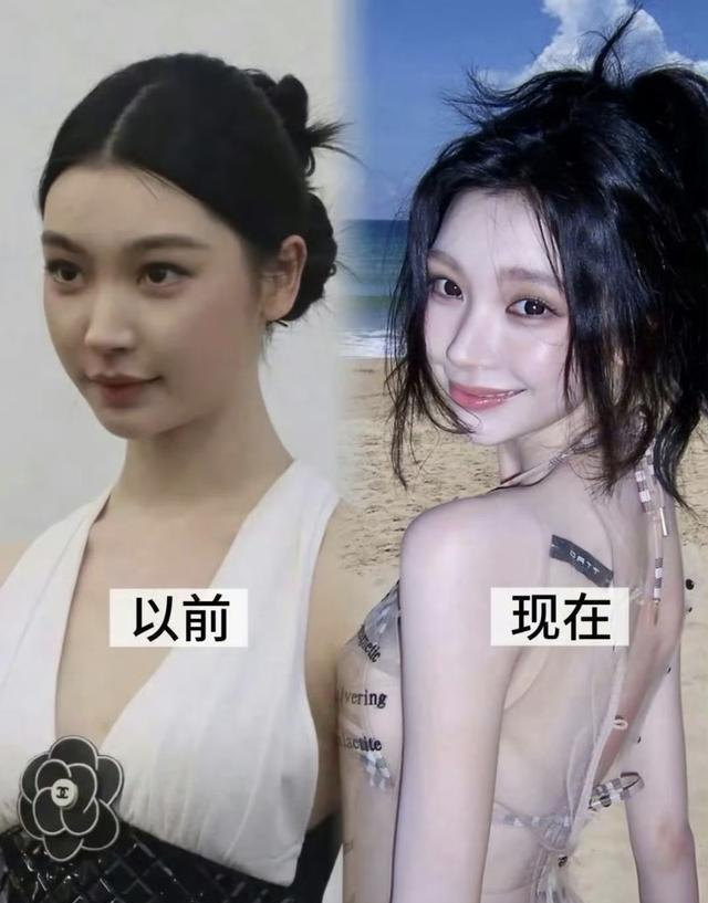 对比早期照片易梦玲真的暴瘦了很多