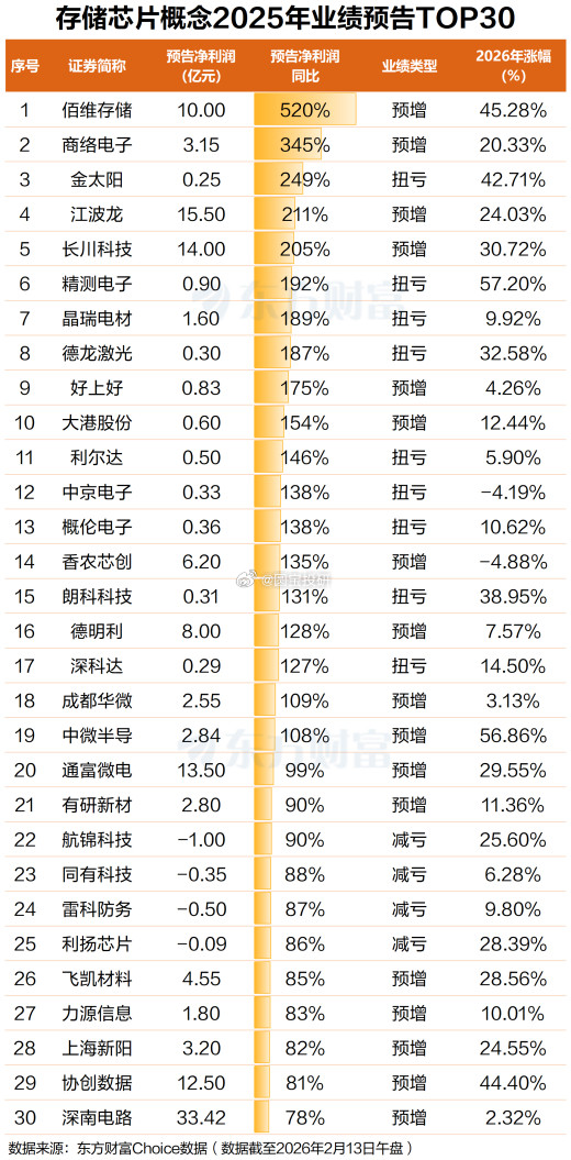 存储芯片业绩预告