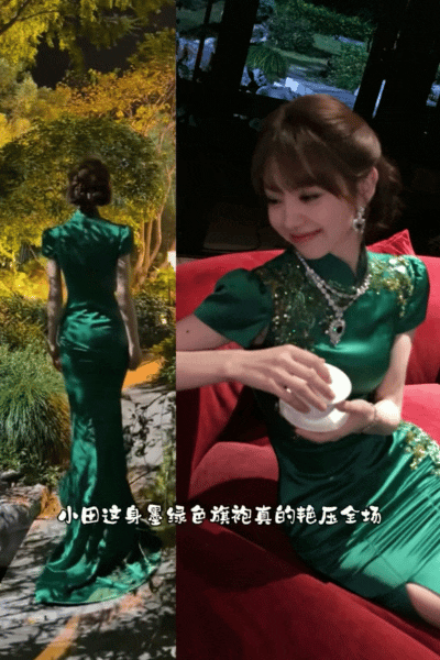 田曦薇的旗袍造型直接出圈！甜妹脸蛋配上曼妙身材，穿上旗袍别有一番韵味。不同于成熟御姐的风情，她演绎出