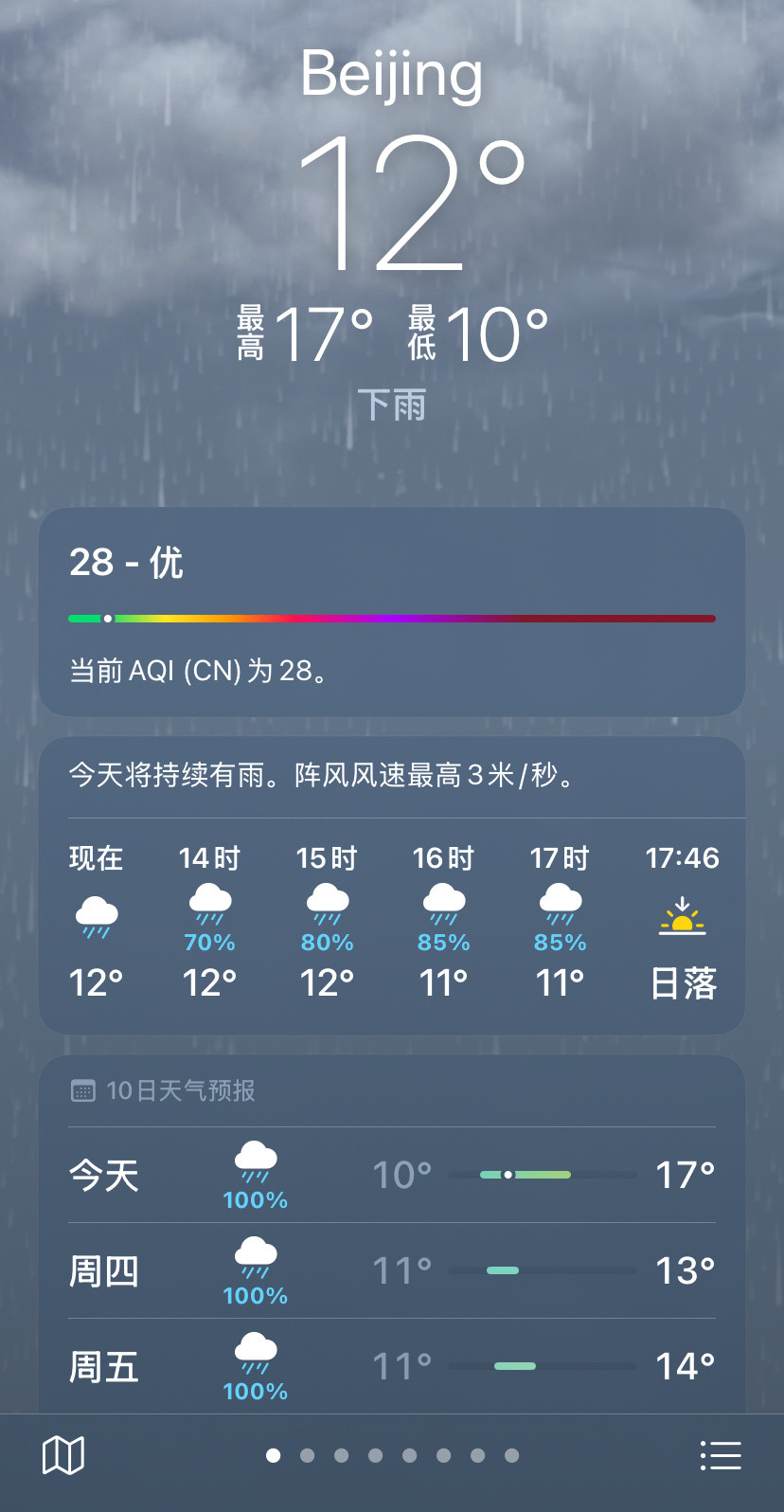 北京这个天气是认真的吗，别说秋雨绵绵了，都要一秒入冬了🤕​​​